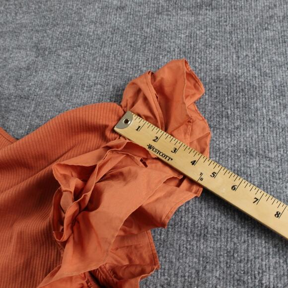Ulla Johnson Dress Womens 14 Hanna Ruffle Mini Tiered Boho Summer Orange Chic - Picture 15 of 15